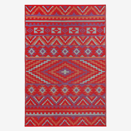Alev Red Multicolour Plastic Floor Mat | Vibrant Indoor & Outdoor Mat