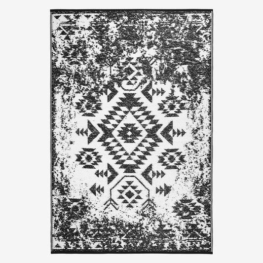 ZAIN Premium Black Plastic Outdoor Mat | Reversible Waterproof Rug | UV Protected |