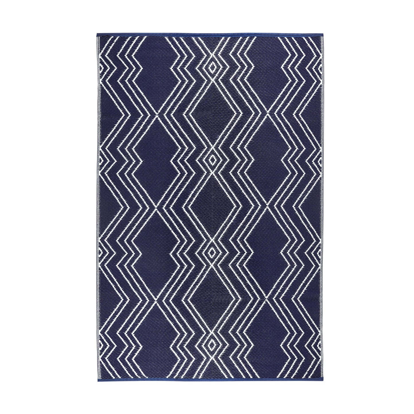 KIAH Navy Blue Plastic Outdoor Mat | Reversible Waterproof Patio Rug | UV Resistant Foldable Camping, Balcony, Garden, Beach & Picnic Mat