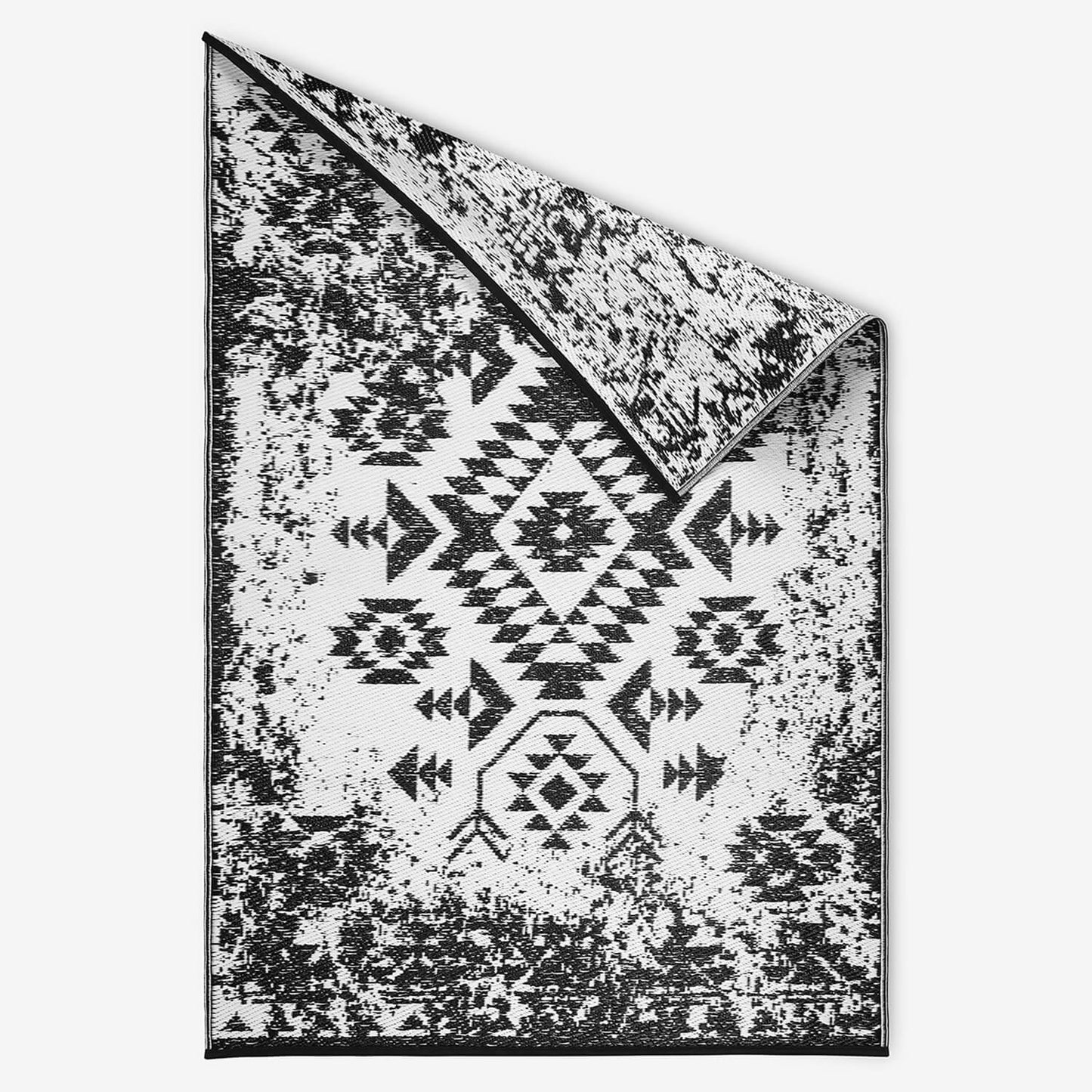 ZAIN Premium Black Plastic Outdoor Mat | Reversible Waterproof Rug | UV Protected |