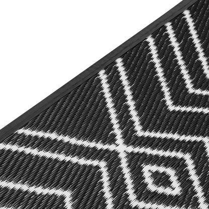 KIAH Premium Black Plastic Outdoor Mat | Reversible Waterproof Rug | UV Protected | Lightweight Foldable Camping, Patio, Balcony, Garden, Beach & RV Mat | Easy to Clean