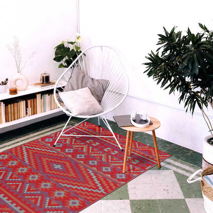 Alev Red Multicolour Plastic Floor Mat | Vibrant Indoor & Outdoor Mat