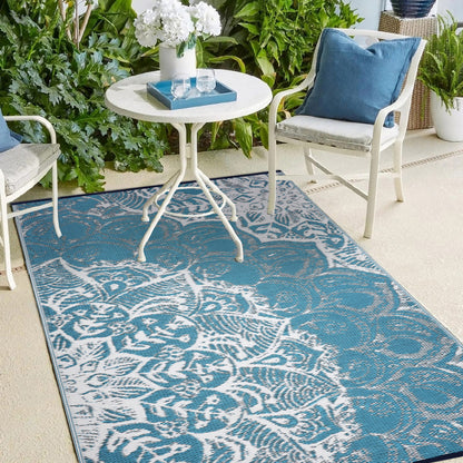 Deniz Teal Plastic Floor Mat | Elegant Indoor & Outdoor Flooring