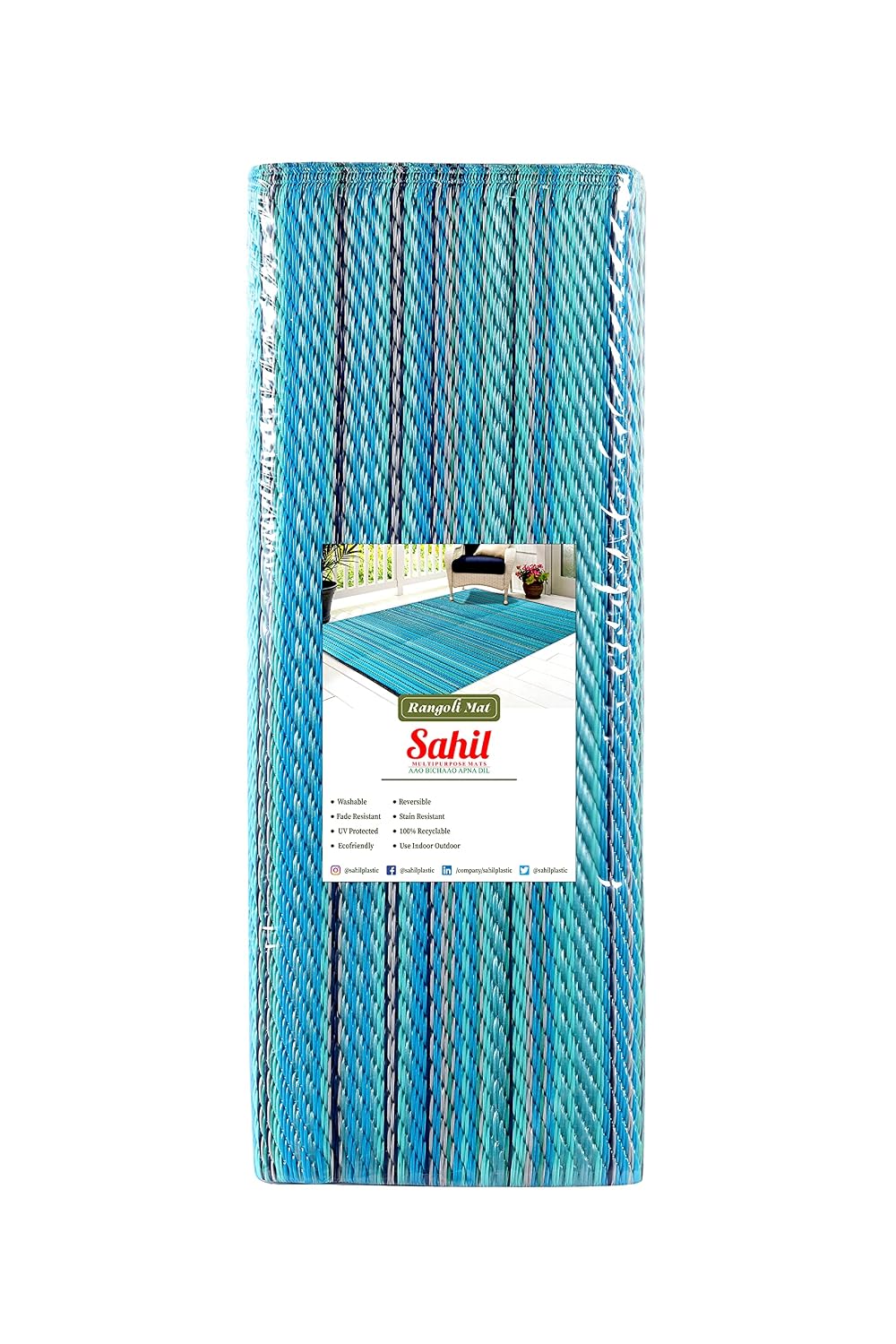 Rangoli Blue Plastic Floor Mat