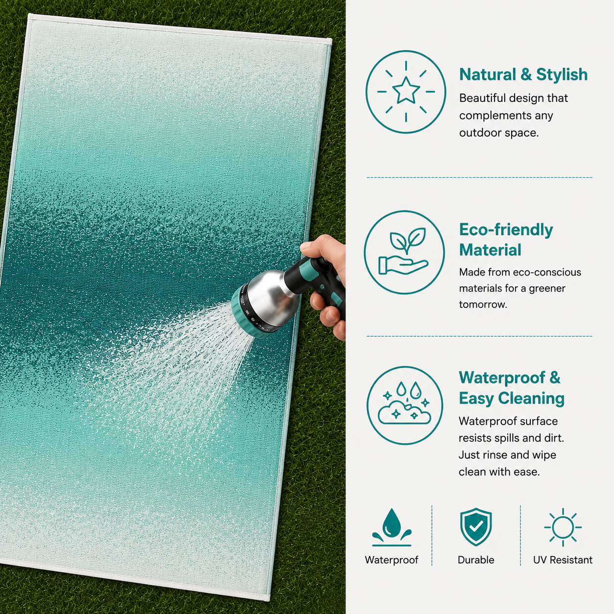 Murat Teal Green Premium Plastic Floor Mat | Reversible Indoor & Outdoor Mat