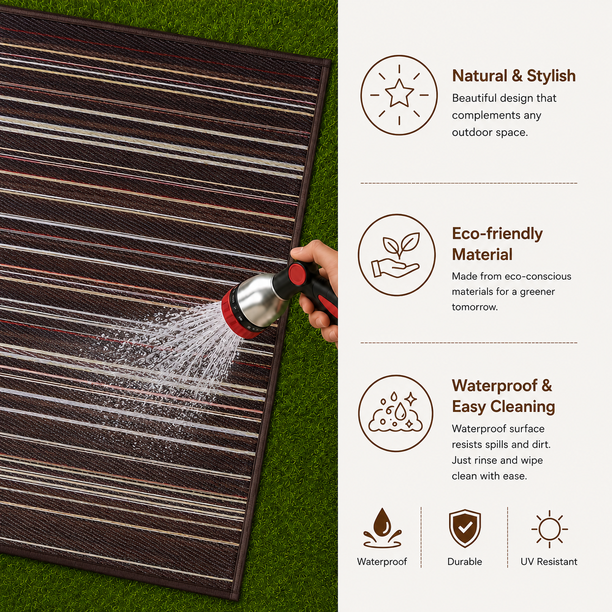 Rangoli Brown Plastic Mat