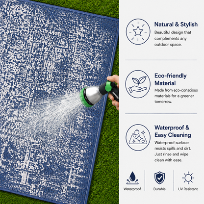 Zehra Navy Blue Woven Plastic Floor Mat – Premium PP Mat for Home & Outdoor Use