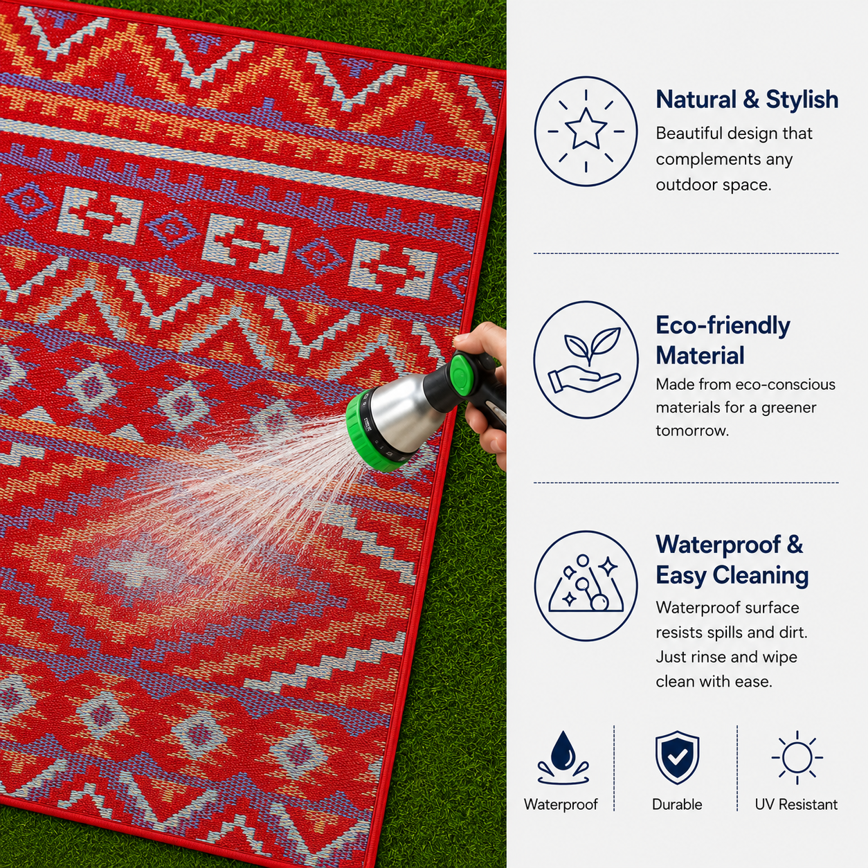 Alev Red Multicolour Plastic Floor Mat | Vibrant Indoor & Outdoor Mat