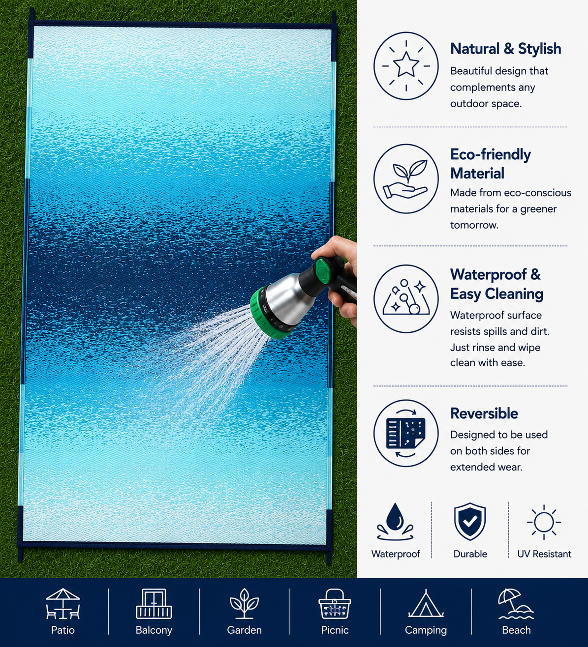 Murat Teal Premium Plastic Floor Mat | Durable Indoor & Outdoor Flooring