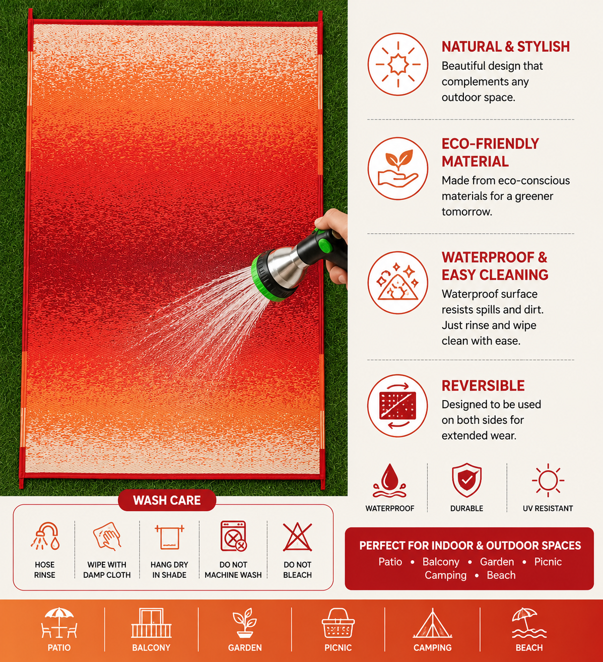 Murat Premium Orange Plastic Floor Mat | Durable Indoor & Outdoor Mat