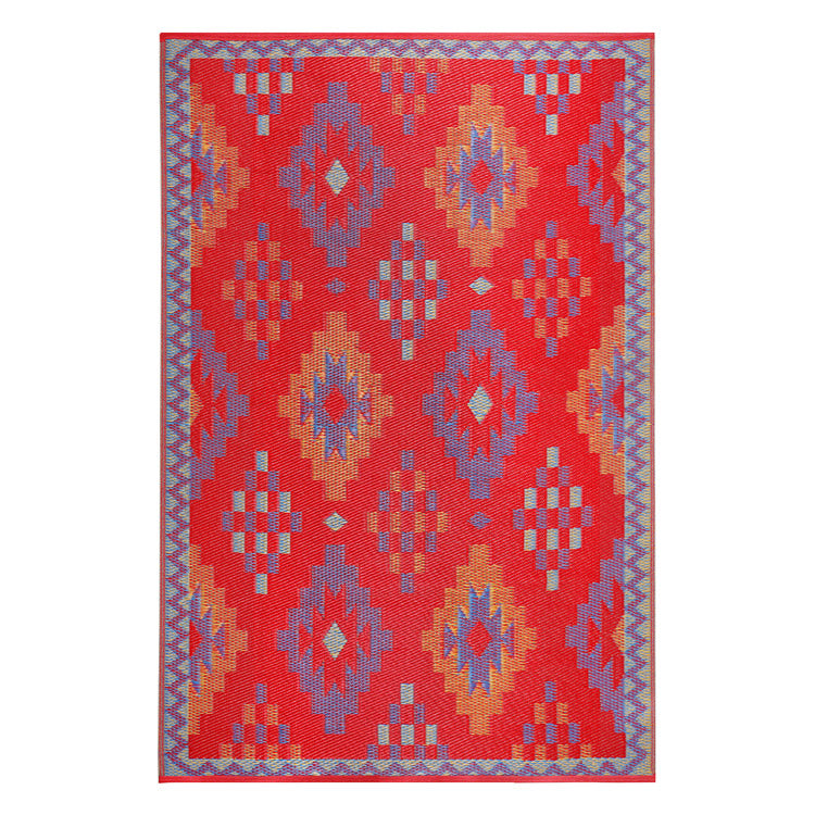 Sefa Red Woven Plastic Floor Mat | Elegant Indoor & Outdoor Flooring