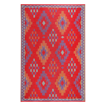 Sefa Red Woven Plastic Floor Mat | Elegant Indoor & Outdoor Flooring