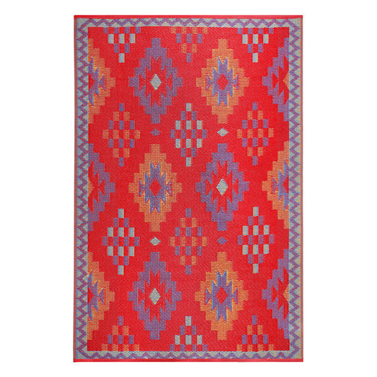 Sefa Red Woven Plastic Floor Mat | Elegant Indoor & Outdoor Flooring