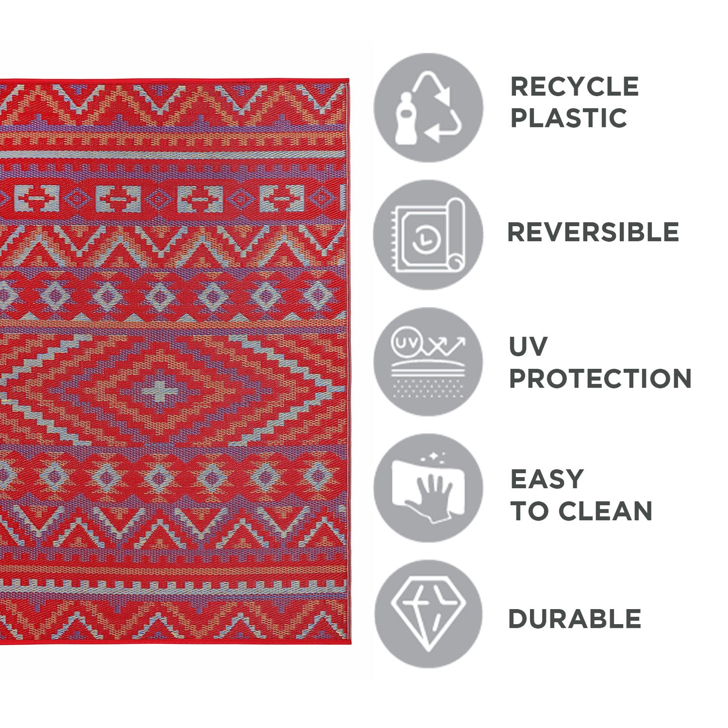 Alev Red Multicolour Plastic Floor Mat | Vibrant Indoor & Outdoor Mat