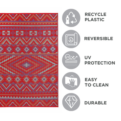 Alev Red Multicolour Plastic Floor Mat | Vibrant Indoor & Outdoor Mat
